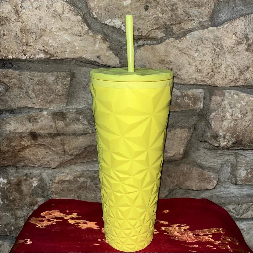 NWT STARBUCKS Matte Butter Yellow Prism Soft Touch Tumbler 24oz 710ML
